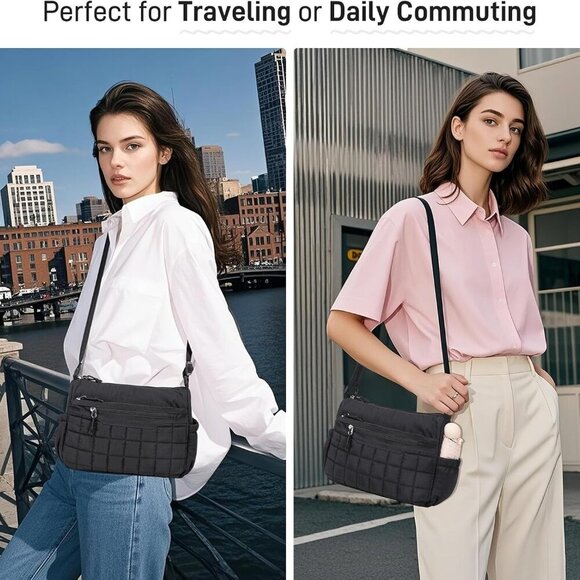 Trendy Colorblock Medium Purse - Essential Lightweight Quilted Crossbody Bag - Picture 2 of 9